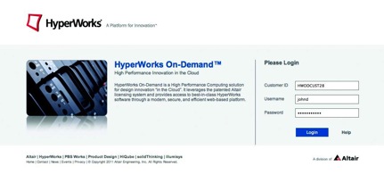 HyperWorks On-Demand Login