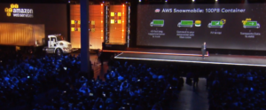 The crowd roared as an AWS Snowmobile big rig holding 100PB of data drove onto the stage at AWS re:Invent yesterday